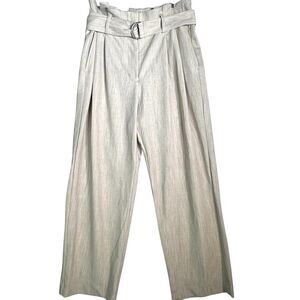 NEW Nine West Wide Leg High Rise Belted Paperbag Waist Pants Beige